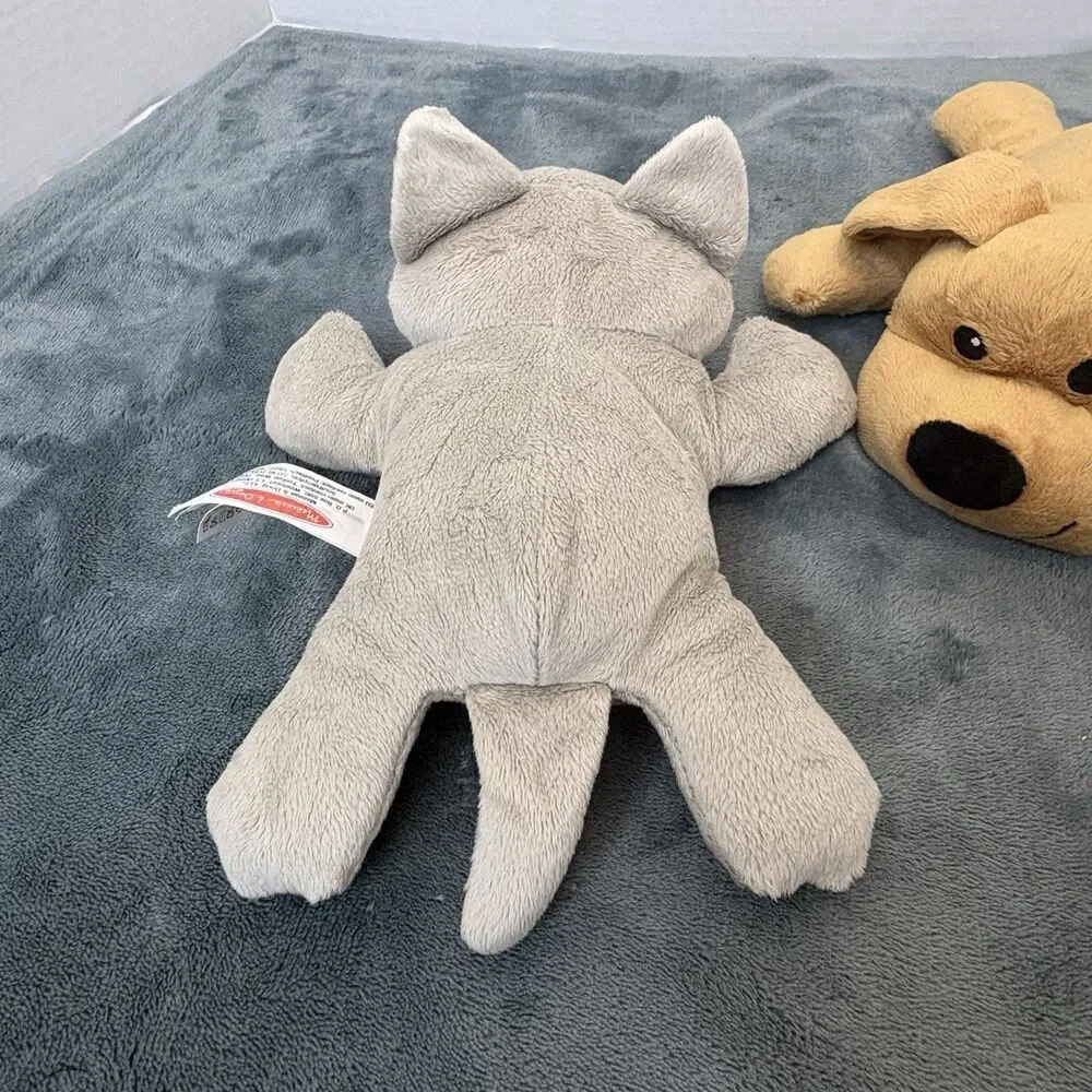 Melissa And Doug Kitty Cat Gray & Tan Puppy Dog Plush Embroidered Eyes 8